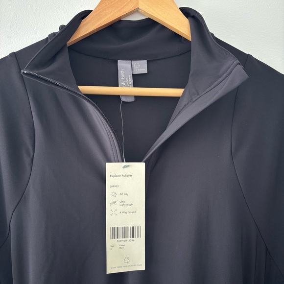 NWT Sweaty Betty Explorer Pullover Jacket in Black Cropped Cuff Half Zip Size S - Picture 7 of 16